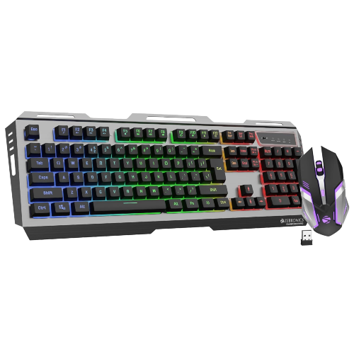 ZEBRONICS Transformer PRO Gaming Wireless Keyboard & Mouse Combo with 2.4GHz, Aluminum Body, Built in Battery, Multicolor LED Modes, Type C