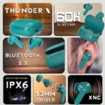 Tempt Thunder X Wireless Earbuds – 60H Playback, XNC™ Noise Cancellation, Bluetooth v5.3