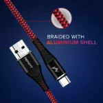 Tempt Twist Braided USB to Type-C Cable – Fast Charging, Durable Nylon Braided Cable with Aluminium Shell