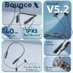 Tempt Bounce X Neckband – Wireless Bluetooth Earphones with 40 Hours Playback, Type-C Fast Charging & IPX5 Rating