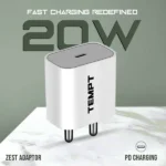 Zest 20W PD 3.0 Fast Charging Wall Adapter for iPhone & Android – Compact USB-C Charger with Multi-Layer Protection