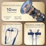 Tempt Rush X Neckband – Wireless Bluetooth Earphones with 10mm Drivers, 30 Hours Playback & Type-C Fast Charging