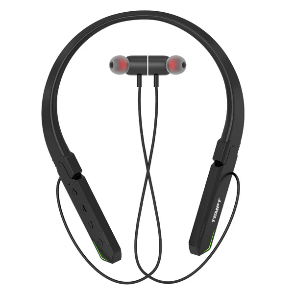 Tempt Sport Neckband – Wireless Bluetooth Earphones with 10mm Bass Drivers, 25H Playback, LED Lights & Type-C Fast Charging