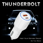 Tempt Thunderbolt 60W Car Charger | Dual Port USB & Type-C | Quick Charge Power Delivery (QCPD) | Fast Charging with Multi-Layer Protection
