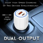 Tempt Thunderbolt 60W Car Charger | Dual Port USB & Type-C | Quick Charge Power Delivery (QCPD) | Fast Charging with Multi-Layer Protection