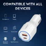 Tempt Thunderbolt 60W Car Charger | Dual Port USB & Type-C | Quick Charge Power Delivery (QCPD) | Fast Charging with Multi-Layer Protection