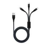 Tempt Infinity 3-in-1 Universal Cable | Fast Charging & Data Transfer | Type-C, Micro USB & Lightning | 1.5m Braided Cable
