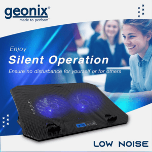 Geonix GXLCP036 gaming laptop cooling pad with dual fans LED lights adjustable stand
