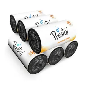 Presto Garbage Bags Medium 180 Count Black 19x21 inches for dry and wet waste