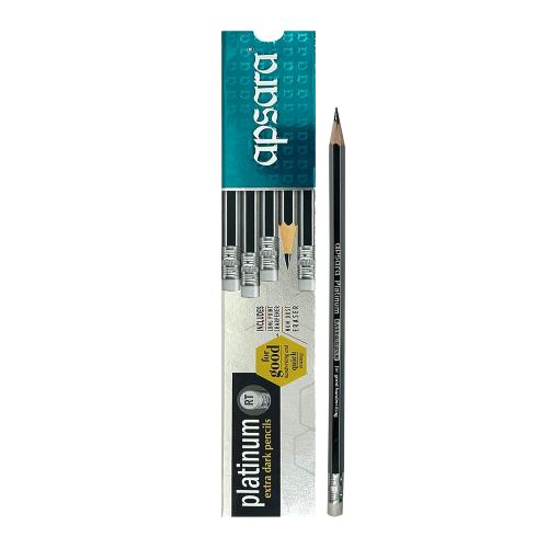 Apsara platinum pencils rubber tip pack of 10 extra dark hexagonal