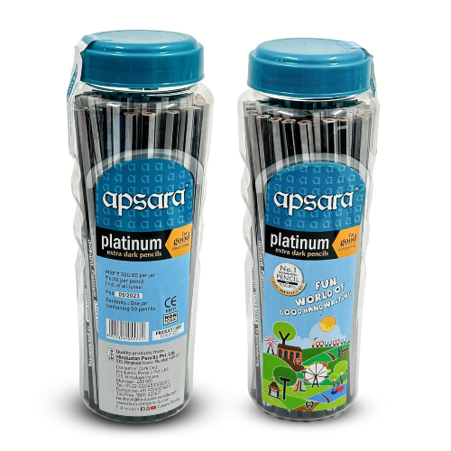 Apsara Platinum extra dark pencils jar pack with 50 pencils for smooth writing and good handwriting