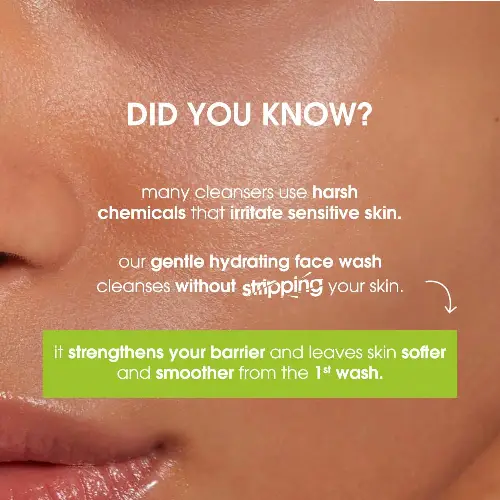 Gentle hydrating face wash protects skin barrier without harsh chemicals daily