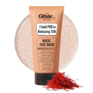 Ghar Soaps Magic Face Wash with saffron and glutathione for tan removal, brightening, and glowing skin (100ml)