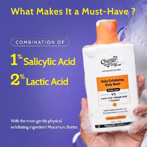 Chemist At Play body wash with salicylic acid lactic acid