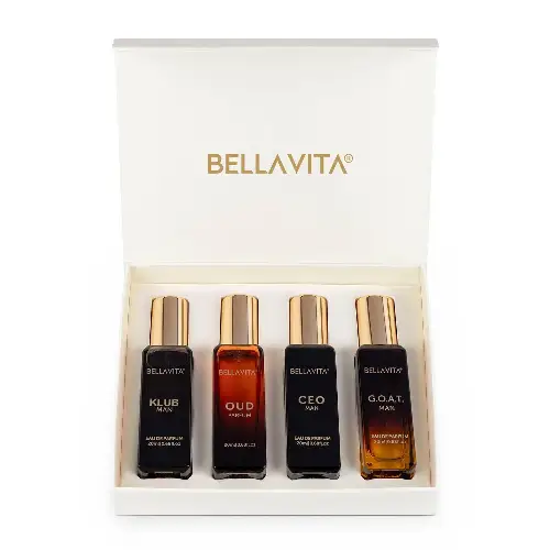 Bella Vita luxury men perfume gift set with four premium fragrances