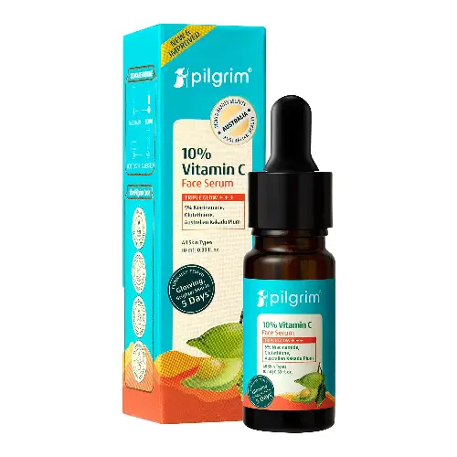 Pilgrim vitamin C face serum bottle brightens skin reduces dark spots