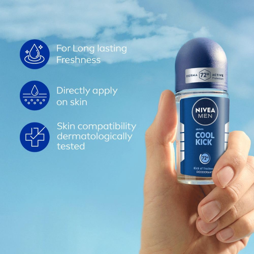 NIVEA men cool kick roll on 50ml mint deodorant