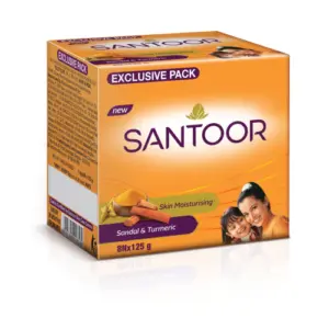 Santoor sandal turmeric soap bars for soft smooth glowing younger skin