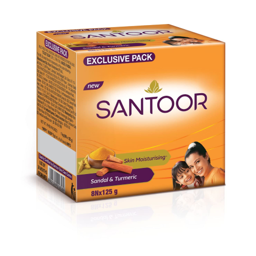Santoor sandal turmeric soap bars for soft smooth glowing younger skin
