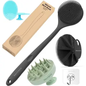 silicone bath scrubber set body brush scalp massager face scrubber combo