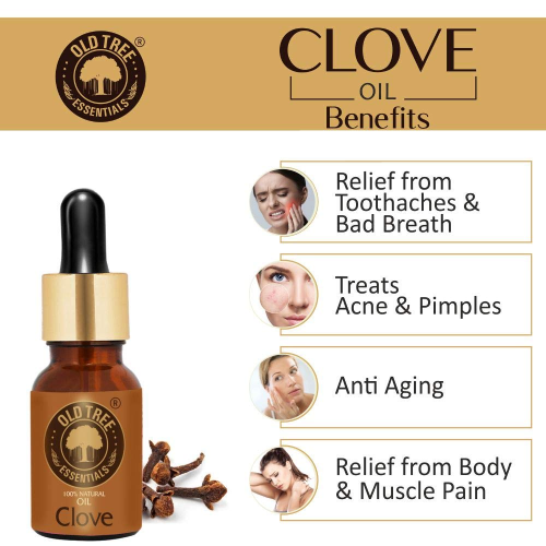 clove bud essential oil bottle for aromatherapy skin teeth care
