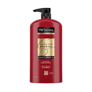 TRESemmé Keratin Smooth Shampoo bottle with argan oil for frizz control
