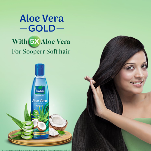 Parachute aloe vera coconut hair oil for soft smooth healthy hair